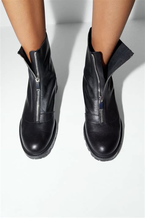 Leather Ankle Boots With Track Sole View All Shoes Woman Zara