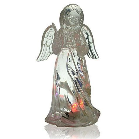 Led Lighted Angel Figurine Clear Acrylic Color Changing Angel Holding