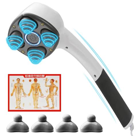 Electric Handheld Massager Four Head Machine Deep Tissue Massager Body Neck Vertebrae Back