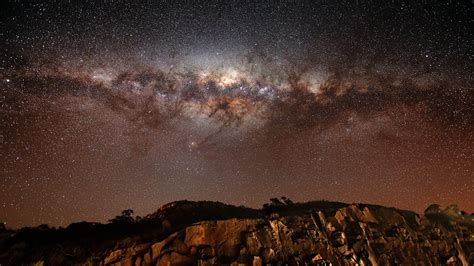 Wallpaper Night Sky Stars Night Milky Way Mountains Land Space 412