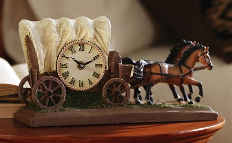 Very Cool Rustic Horse Drawn Covered Wagon Clock Covered Wagon