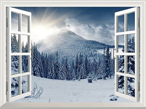 Wall Mural Winter View Of Snow Covered Mountain And Pine