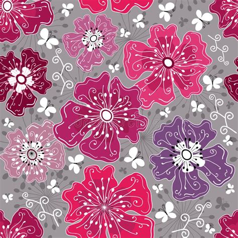 Seamless Floral Grey Pattern Stock Vector Illustration Of Circle