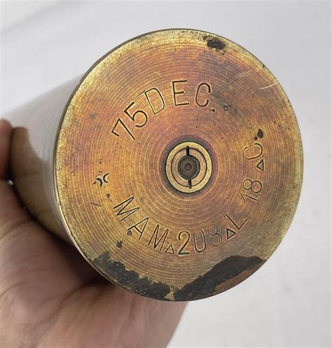 Ww1 Us Artillery 75mm Brass Shell Casing