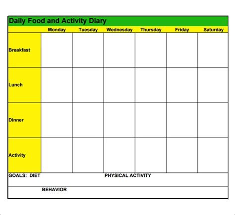 Free 19 Sample Printable Food Log Templates In Pdf Ms Word Apple Pages