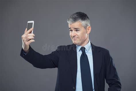 Businessman Taking A Selfie On A Mobile Phone Stock Image Image Of