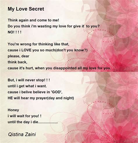 My Love Secret Poem By Qistina Zaini Poem Hunter