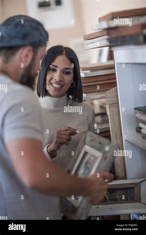 Couple In Antique Shop Stock Photo Alamy