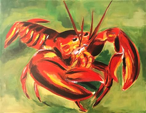 Lobster Original Acrylic Painting Hooked For Life