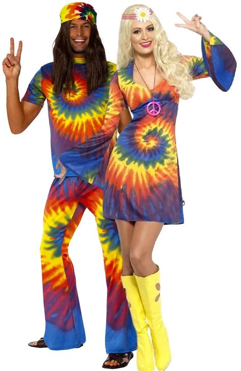Mens And Ladies Couples Tie Dye Hippy Hippie 1960s 60s Fancy Dress Costumes Outfit Ebay