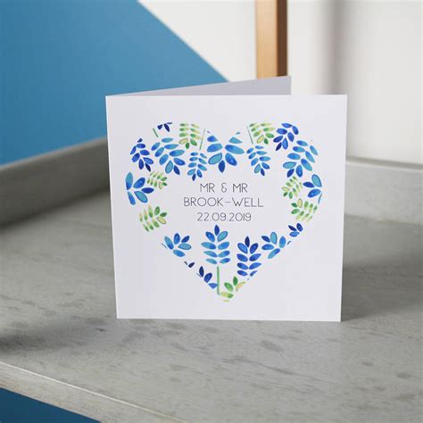 personalised floral heart same sex wedding card by olivia morgan ltd