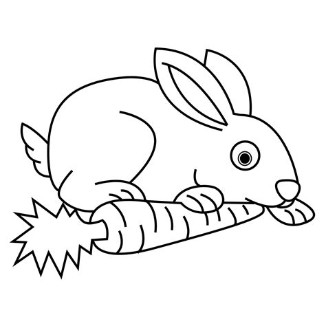 Cute Bunny Eating Carrots Rabbit Vectorgood For Kids Coloring Book