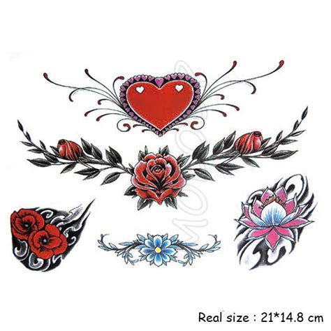 Temporary Tattoo Stickers Sexy Rose Heart Shaped Wreath Fake Tatto