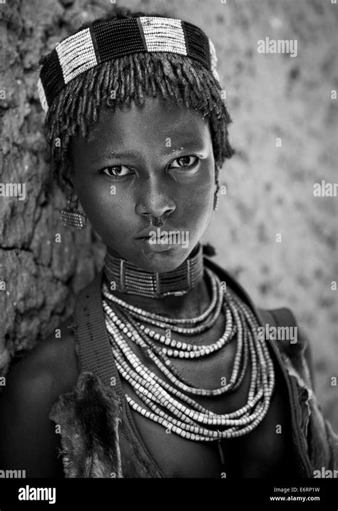 Hamer Tribe Girl In Traditional Outfit Turmi Omo Valley Ethiopia