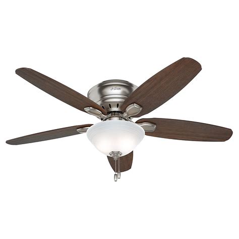 Hunter crestfield indoor low profile ceiling fan with led light and pull chain control, 42, noble bronze. Hunter Fremont 52-inch Indoor Brushed Nickel Low Profile ...