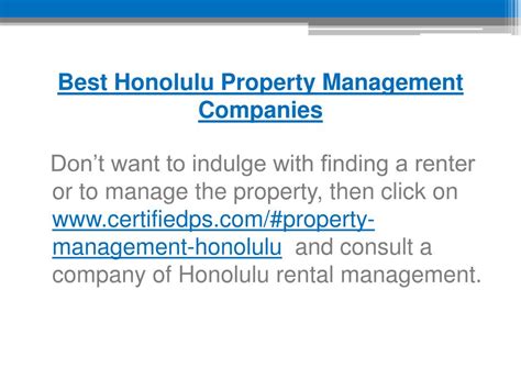 Ppt Best Honolulu Property Management Companies
