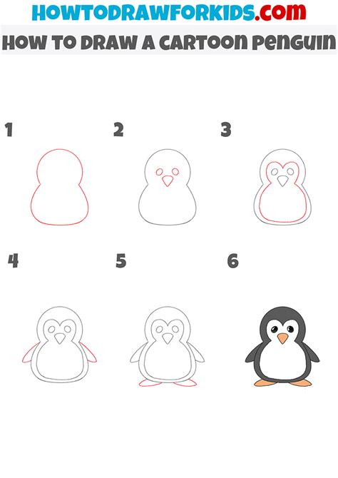 How To Draw A Cartoon Penguin Easy Drawing Tutorial For Kids