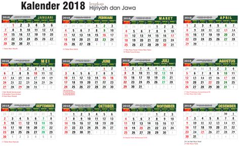 Download File Coreldraw Kalender 2018 Masehi 1439 Hijriyah Lengkap