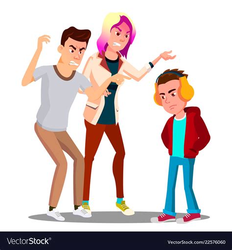 Conflict With Parents Father And Mother Scolding Vector Image