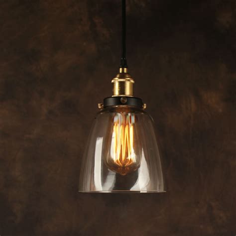 Vintage Pendant Light Industrial Edison Lamp American Style Clear Glass Bell Shade Fixture Rh