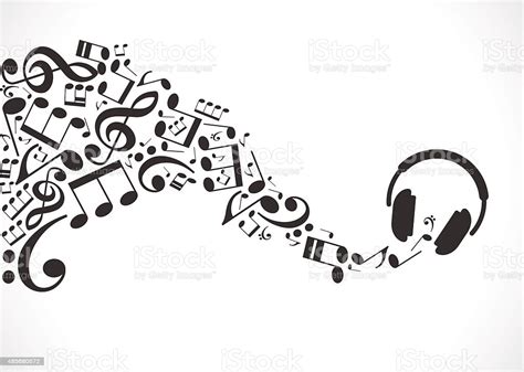 Music Background With Headphones And Musical Notes Stock