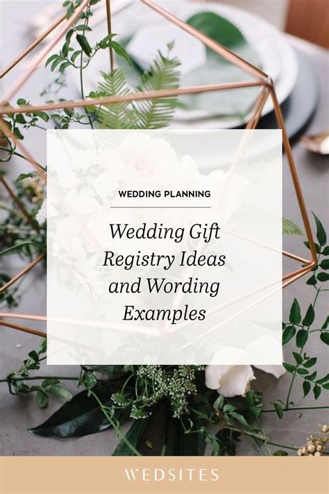 Check your favourite retailers and ask them about free offers, then weigh your options and go. Wedding Gift Registry Ideas and Wording Examples in 2020 ...