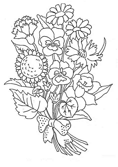 Bouquet Of Flowers Coloring Pages For Childrens Printable For Free