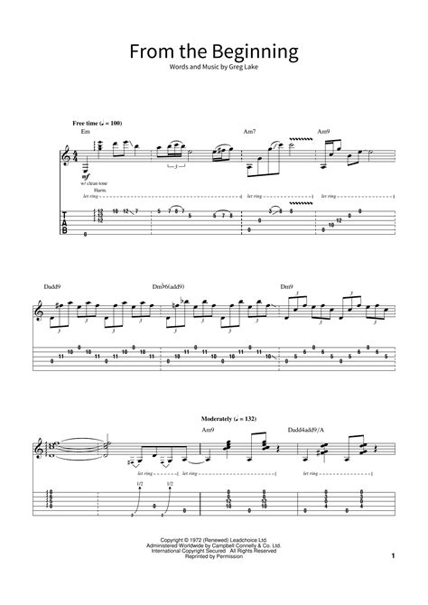 From The Beginning Sheet Music Emerson Lake And Palmer School Of