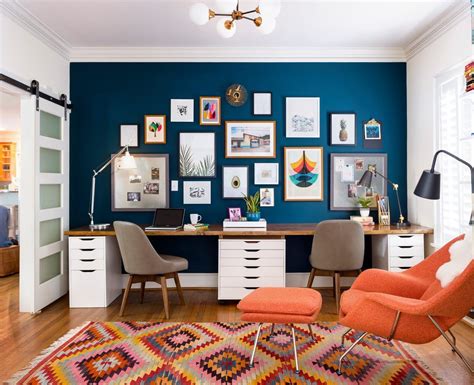 Atlanta Navy Accent Wall Home Office Eclectic With Home Stagers Home