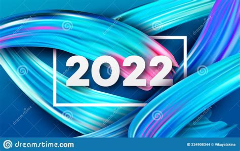 Calendar Header 2022 Number On Colorful Abstract Color Paint Brush