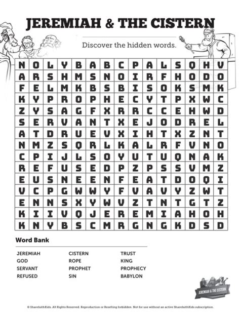 The Prophet Jeremiah Bible Word Search Puzzle Clover Media