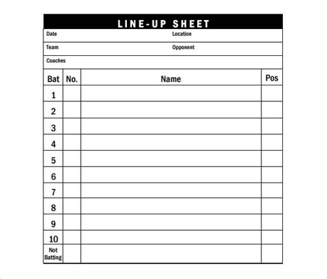 Free Printable Baseball Lineup Template Printable World Holiday