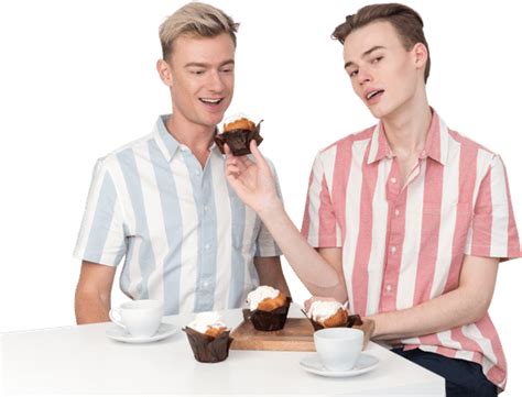 Gay Couple Eating Cupcakes With Cream图片 Canva可画