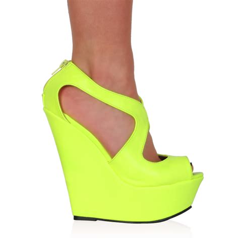 Womens Peep Toe Ladies Evening Party Platform High Heel Wedge Shoes