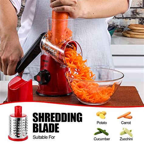 Geedel Rotary Cheese Grater Kitchen Mandoline Vegetable Slicer With 3