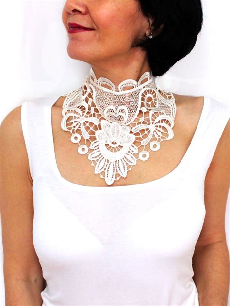 White Handmade Bridal Choker Wedding Necklace Ivory White Etsy