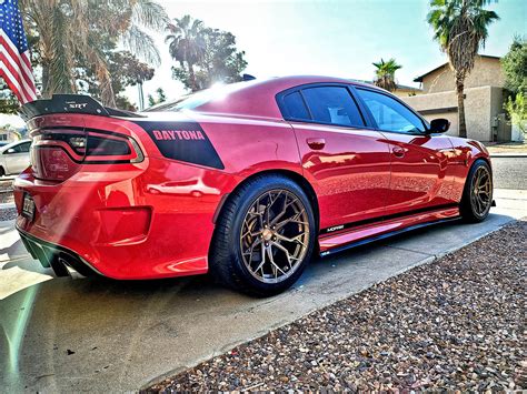 Dodge Charger Daytona Red With Bronze Stance Sf10 Wheel Wheel Front