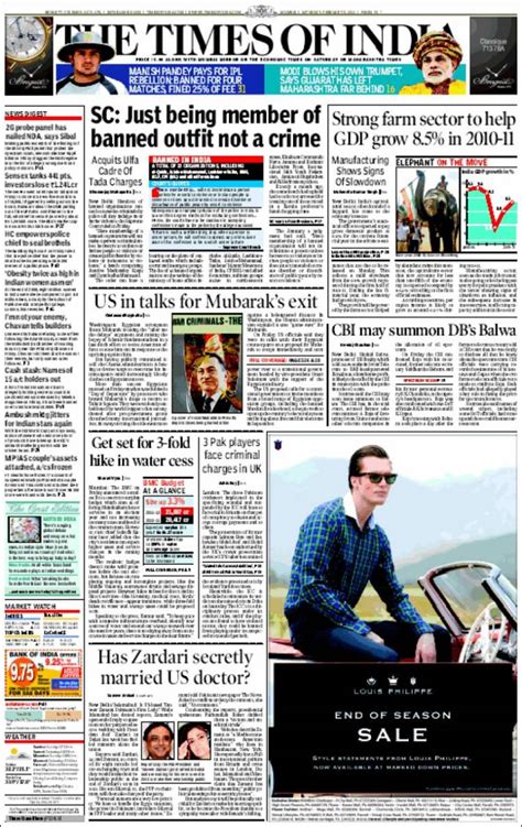 Newspaper The Times of India (India). Front pages from newspapers in ...