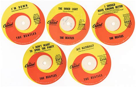 Lot Detail The Beatles Collection Of 5 Unused 1960s 45 Record Labels