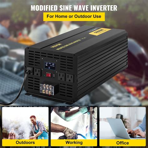 Vevor Power Inverter Modified Sine Wave Inverter 5000w Dc12v To Ac120v