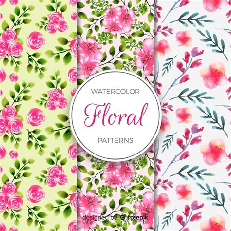 Free Vector Watercolor Flower Pattern Collection