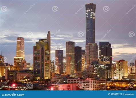 Beijing Skyline Cbd Night China Stock Image Image Of Scene Panorama