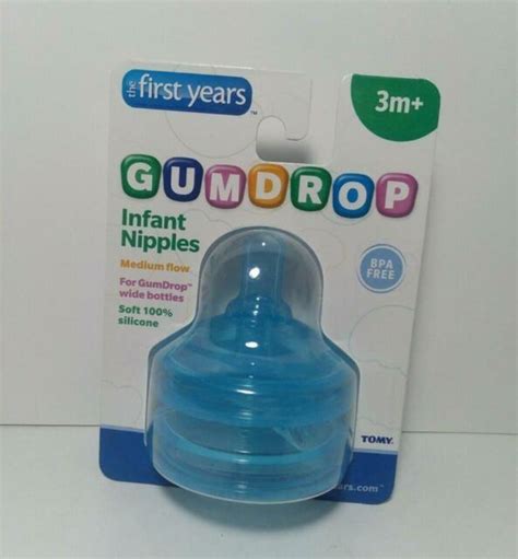 The First Years Tomy Gumdrop Infant Silicone Nipples Blue 3m Medium