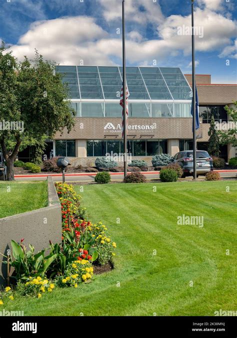 Main Office Building And Landscaped Grounds Of Albertsons Stock Photo