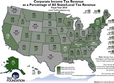 Monday Map Corporate Income Tax Revenue As A Percentage Of All State