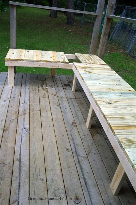 Like the image shows, the bench seat rests on two blocks, which sets it 16 off the ground. Outdoor bench for our deck: DIY wood working project tutorial!