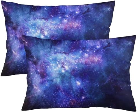 Galaxy Throw Pillow Cover Queen Size Set Of 2 Blue Purple
