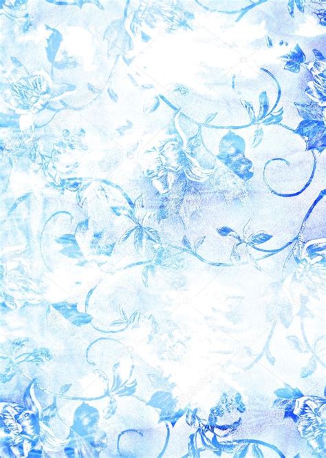 Blue purple and white aquarelle background image. Abstract textured background: blue floral patterns on ...