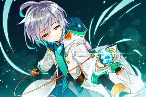 This black haired anime boy is a demon butler of the phantomhive household. ain (elsword) all male elsword gray hair green eyes hoodie ...