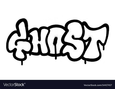 Graffiti Sprayed Ghost Fonts In Black Over White Vector Image